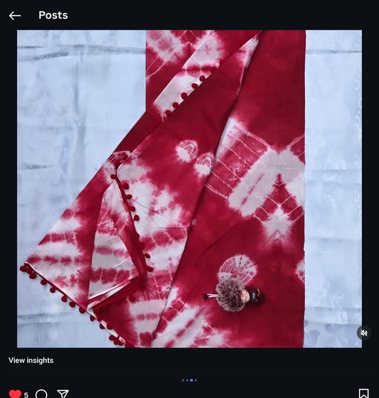 Tie and dye pong pong soft cotton saree
