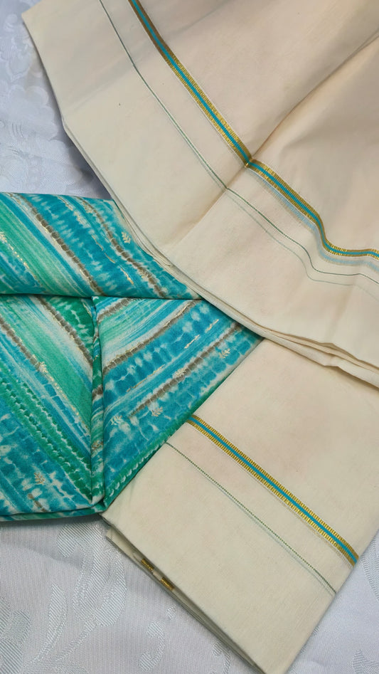 Puliyila kara Setu mund with Free 1 meter blouse piece