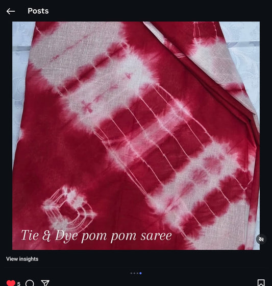 Tie and dye pong pong soft cotton saree